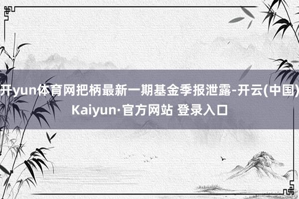 开yun体育网把柄最新一期基金季报泄露-开云(中国)Kaiyun·官方网站 登录入口