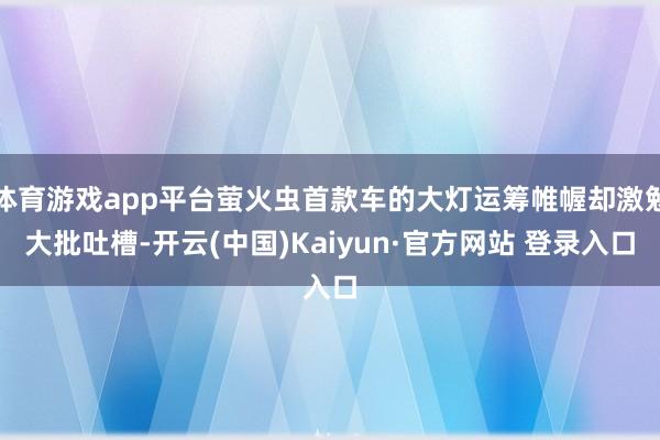 体育游戏app平台萤火虫首款车的大灯运筹帷幄却激勉大批吐槽-开云(中国)Kaiyun·官方网站 登录入口